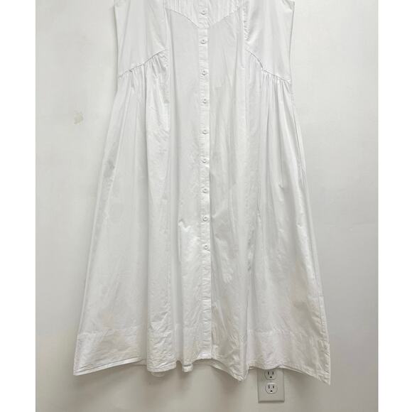 MAYE Corinne Shirtdress Poplin Cotton Relaxed A-Line Midi Dress White - Large - Picture 10 of 14